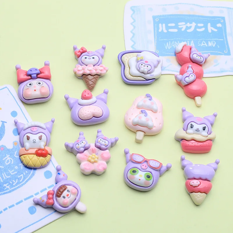 5 Stuks Schattige Sanrio Kuromi Cartoon Hars Flatback Diy Kawaii Hars Accessoires Ambachten Materialen Scrapbooking Versiering