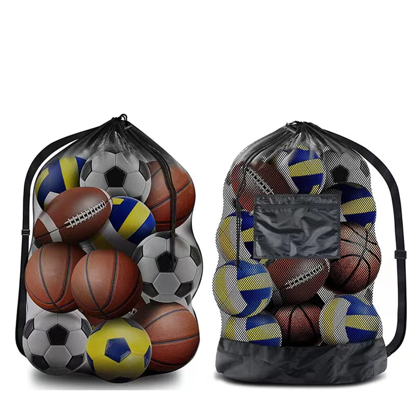 Large Mesh Bag For Storing Basketball Football Volleyball Adjustable Drawstring Shoulder Bag Ball Sports Training Equipment