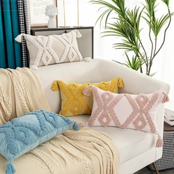 cover Yellow Boho Pink Style cushion Blue Beige Tassels pillow cover Handmade for Home decoration Sofa Bed 45x45cm/30x50cm