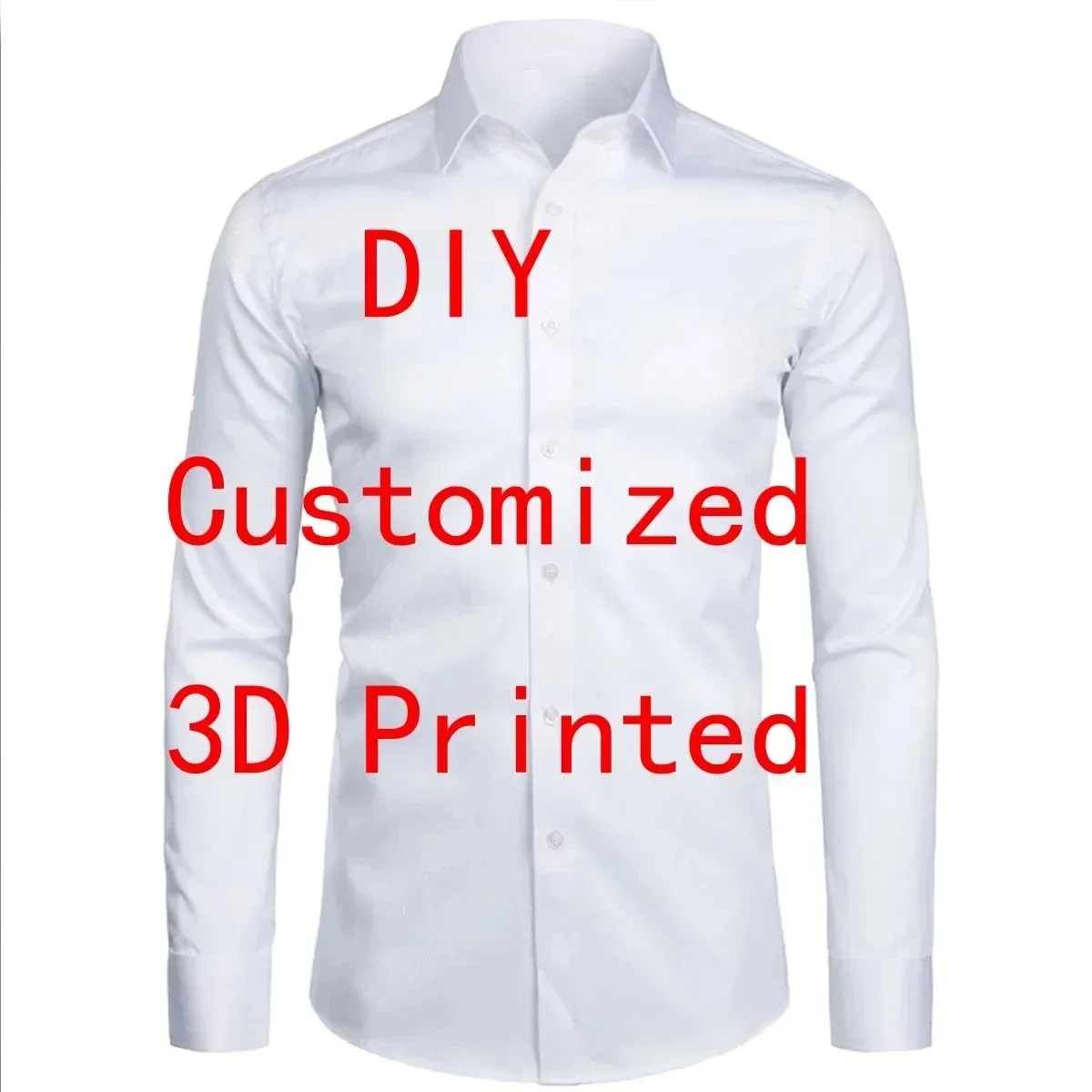 Custom Long Sleeve Shirt 3D Printed Lapel Button Down Shirt Front And Back Parts Customize Your Exclusive Clothing