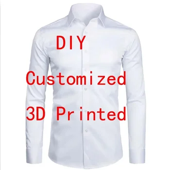 Custom Shirt Met Lange Mouwen 3d Geprint Revers Button Down Shirt Voor-En Achterkant Van Uw Exclusieve Kleding