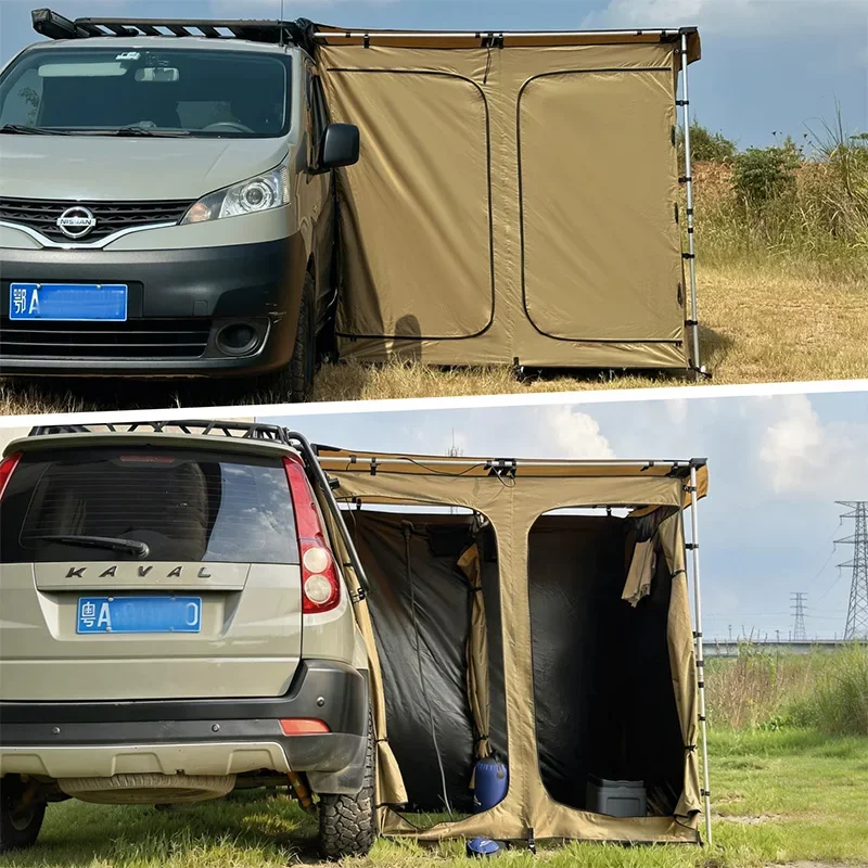 1.25M Outdoor Car Side Shower Tent/Camping Toilet UV Protection/Rainproof Outdoor Wet/Dry Separated Shower Enclosure
