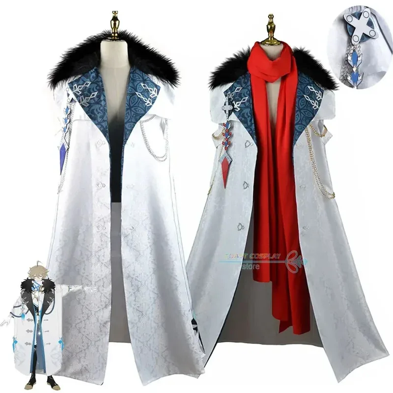 aa124LQGame Genshinimpact Childe Tartaglia Fatui Плащ для косплея Накидка Шаль Хэллоуин Рождественский костюм Парик Обувь Полный комплект