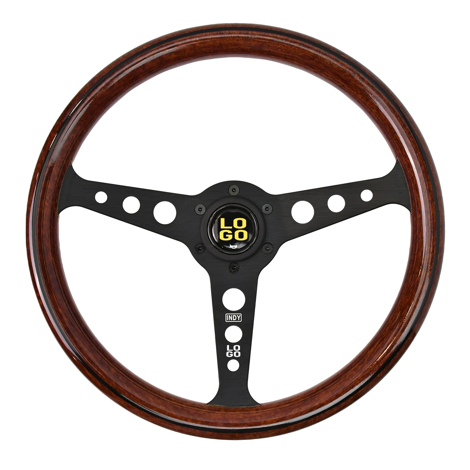 

JDM 14inch Universal Matte Wood Steering Wheel Flat Dish Racing Sports Steering Wheel