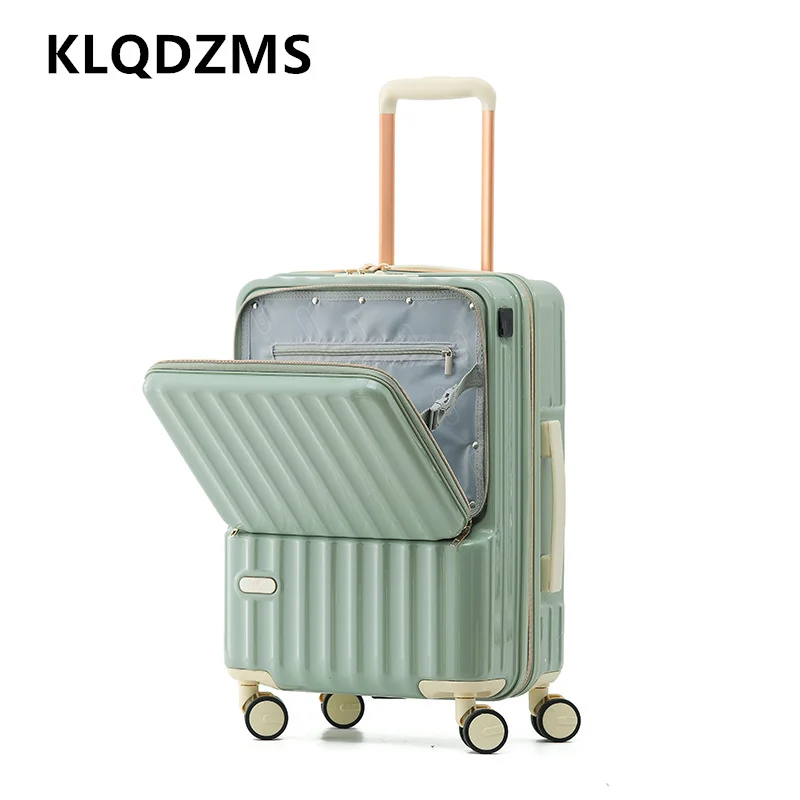 KLQDZMS Handgepäck-Reisegepäck, ultraleichter Boarding-Koffer, multifunktionaler Trolley-Koffer, 20 Zoll 24 Zoll Laptop-Koffer mit Frontöffnung