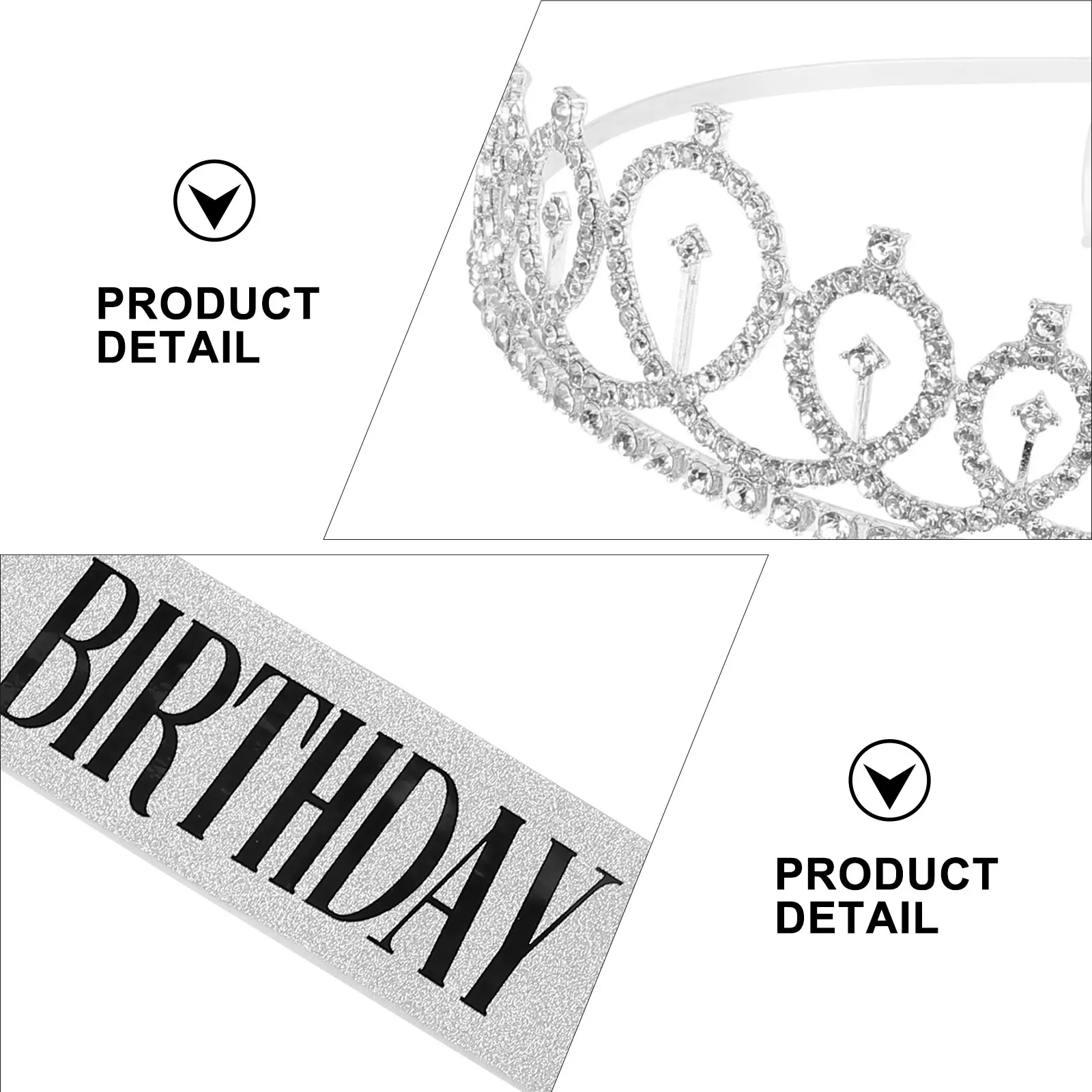 

1Pc Birthday Crown Elastic Fabric Hair Hoop Crystal Headb Party Shoulder Strap Accessories Photo Prop Decorations