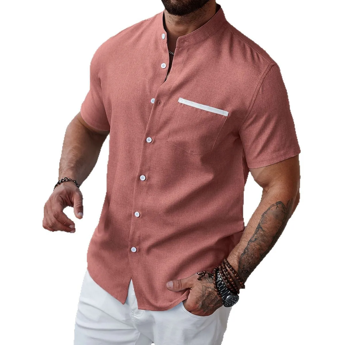 

Fashion Men's Summer Short Sleeve Shirt Lightweight Breathable Minimalist Design