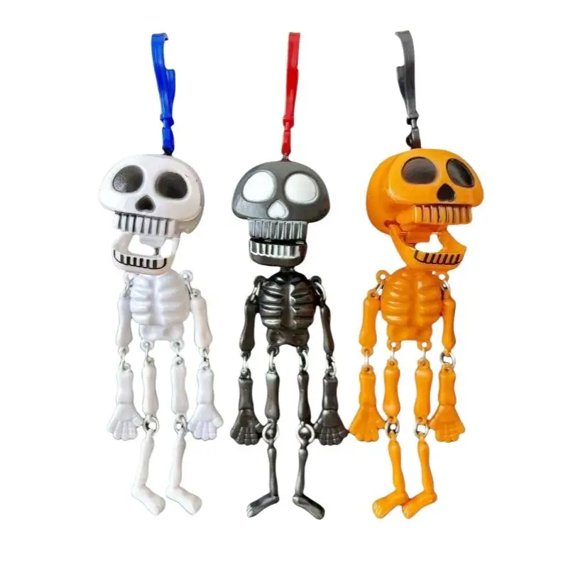 Skelett-Schlüsselanhänger mit Zugschnur, lustiger Neuartiger Plastik-Taschenanhänger, langlebiger Rucksack-Anhänger für Halloween-Party-Geschenke – Detail 5