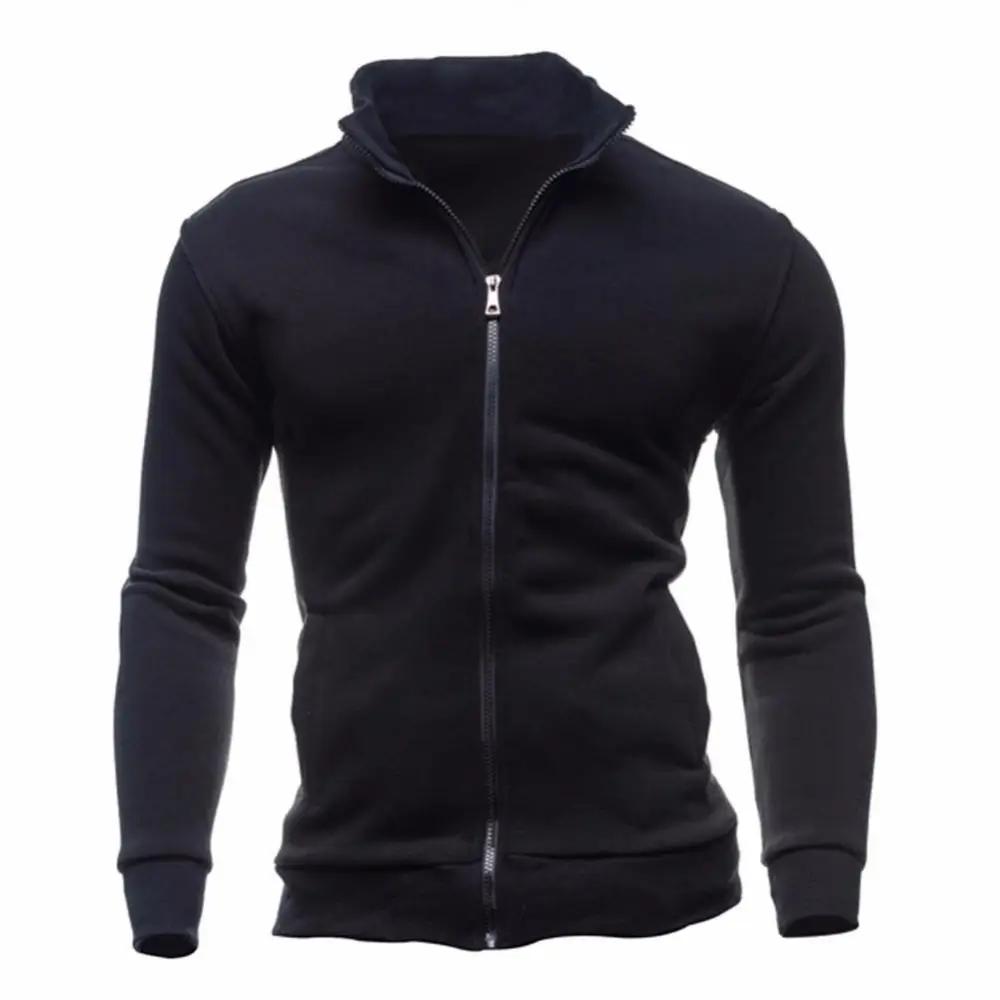 Chic Men Zip Up Casual Coat Brand Mens Stand Collar Sweatshirts Men No Hoodies Zipper Sweatshirts For Male No Hoodie Sweatshirt