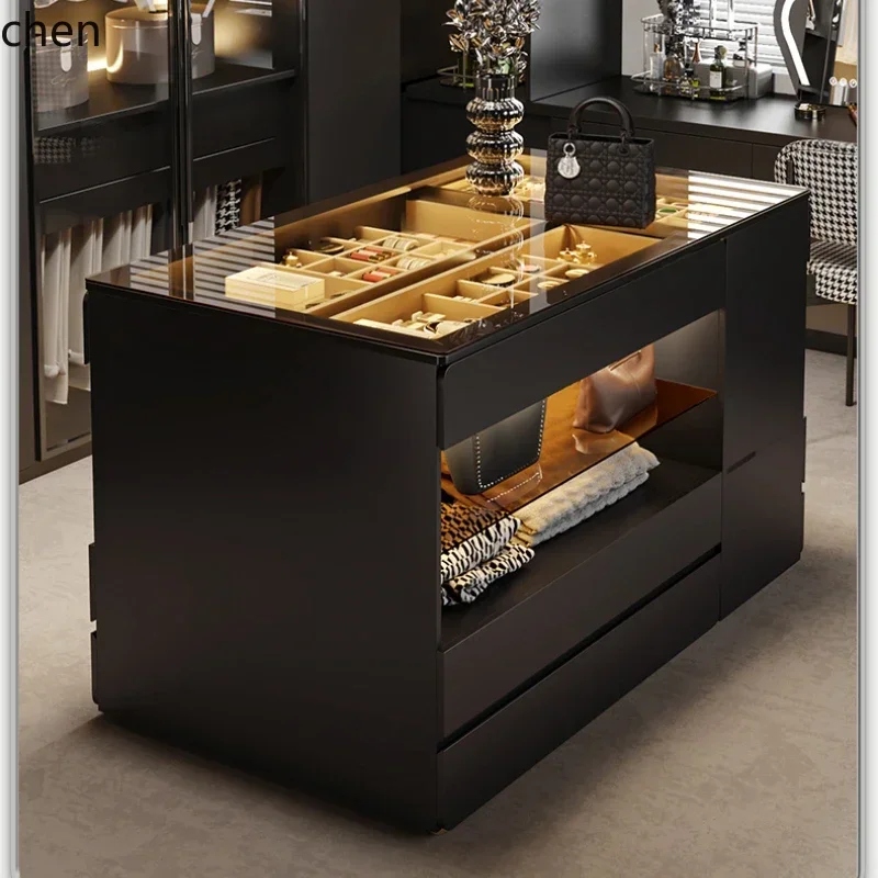

HT Simple Master Bedroom Cloakroom Nakajima Terrace Home Jewelry Display Cabinet Black Double-sided Drawer Locker