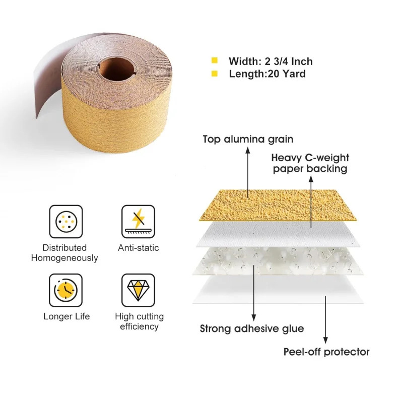 SATC 60 Grit PSA Longboard Sandpaper 20 Yard Continuous Roll 2-3/4\