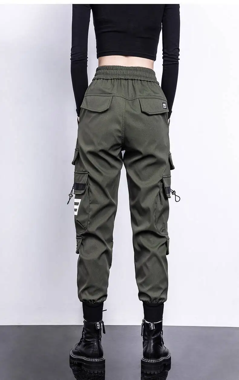 HKSH Women Tide Cargo Pants Casual Loose Trend American Pockets Safari Style Overalls High Street Foot Binding Hiking Ins HK3902