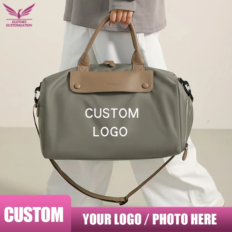 Custom logo Sports and Fitness Bag Oxford Travel luggage bag Print photo Women's Bag Fashion Weekend Bag wet dry separation DIY