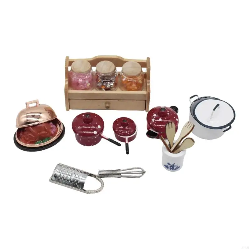 

Набор миниатюрных кухонных аксессуаров для кукольных домиков из металла и дерева для любителей реалистичного дисплея и A2UB