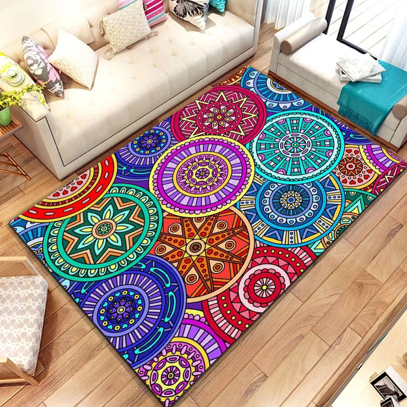 3D Bohemia Mandala Geometric Area Rug,Carpet Rug for Home Living Room Bedroom Sofa Doormat Kitchen Decor, outdoor rug