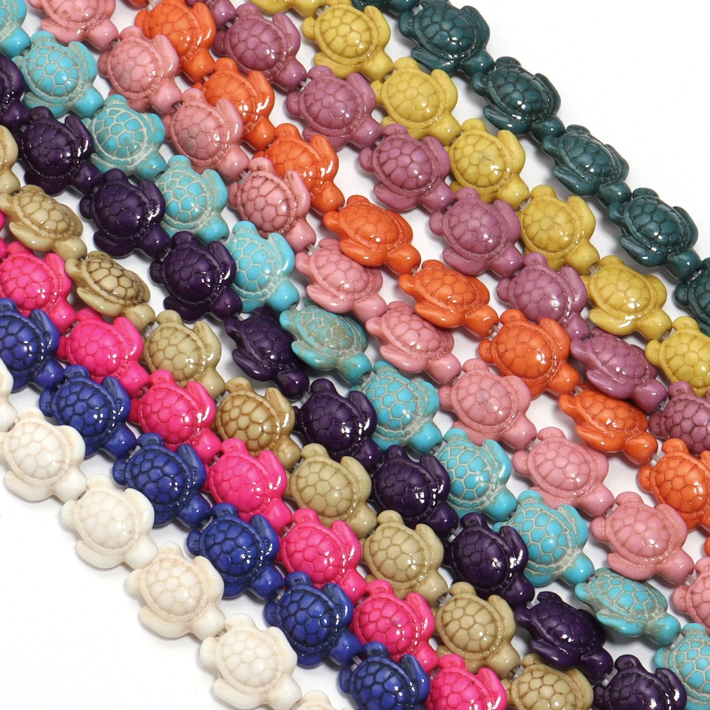 Color Turtle Shape Natural Turquoise Beads 14x18mm Loose Stone Bead for Jewelry Making DIY Bracelet Necklace Handmade Materials