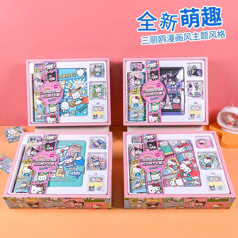 

Sanriod Anime Hobby Kuromi Cinnamoroll Pochacco Family Manga Style Gift Pack Tape Magnetic Buckle Notebook Sticker Sticky Notes