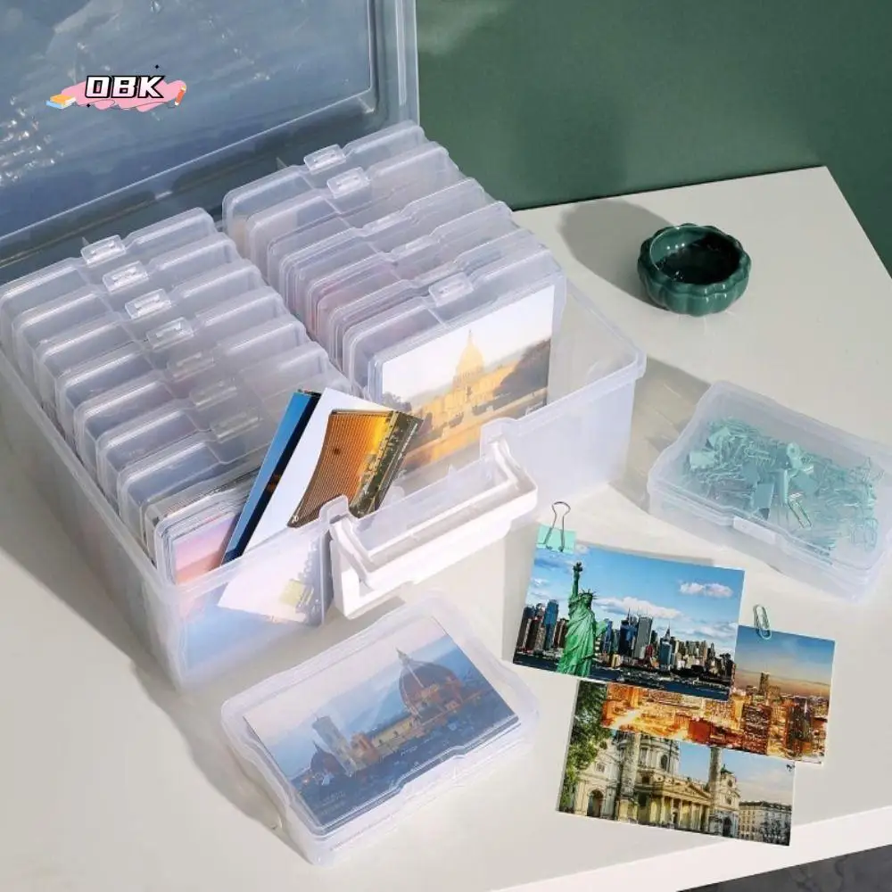 

Office Supplies 16 Inner Organizer Photo Storage Box Clear Lids Craft Storage Case Extra Large with Handle Cards Keeper Stickers