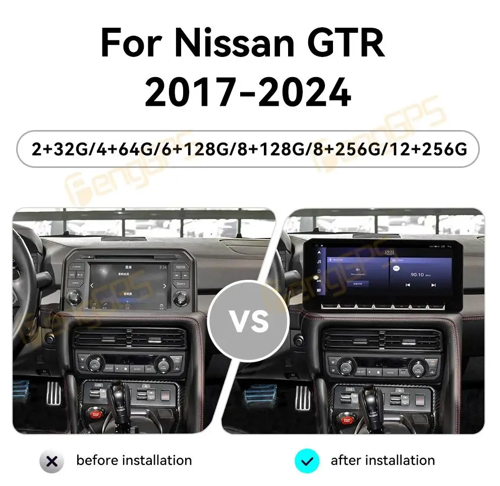 

12,3-дюймовый HD-экран Android 14, автомобильное радио для Nissan GTR 2017-2024, автомобильный GPS-навигатор, мультимедийный плеер, головное устройство Carplay 5G SIM
