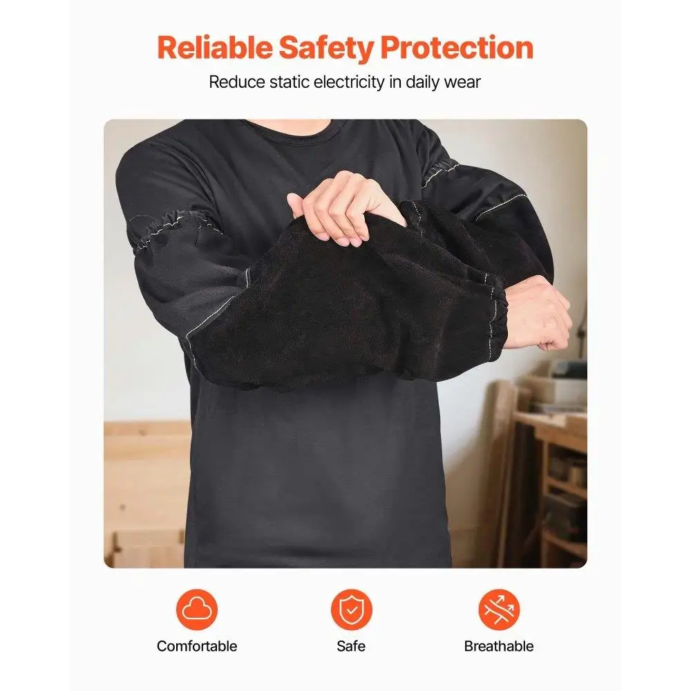 Mangas de soldagem resistentes a chamas, couro de vaca e algodão resistente ao fogo