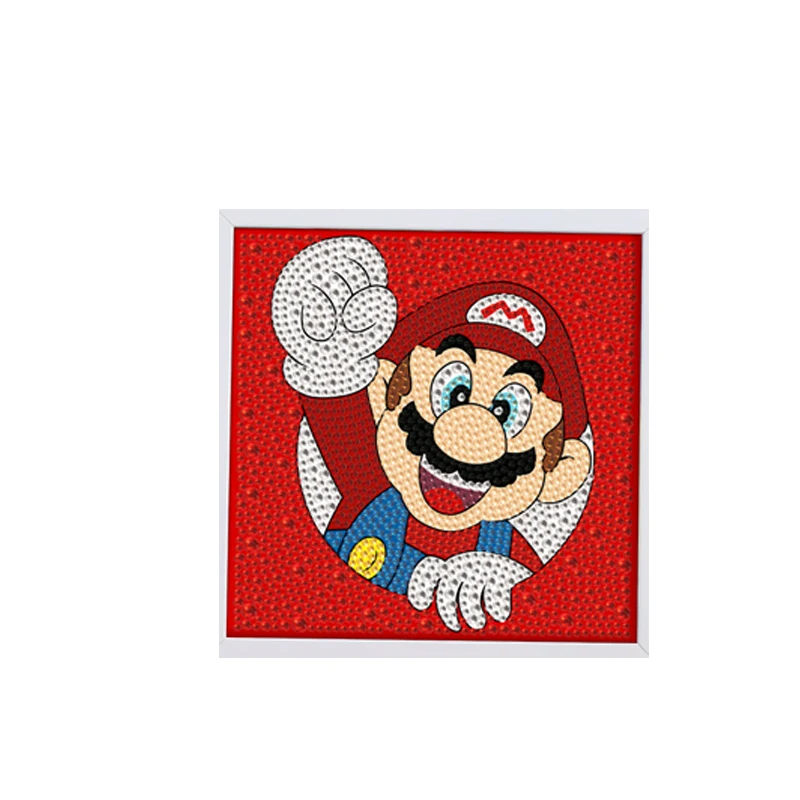 Super Mario kartun anak-anak DIY stiker berlian Seni lukisan stiker modis pribadi mainan kanvas interaktif