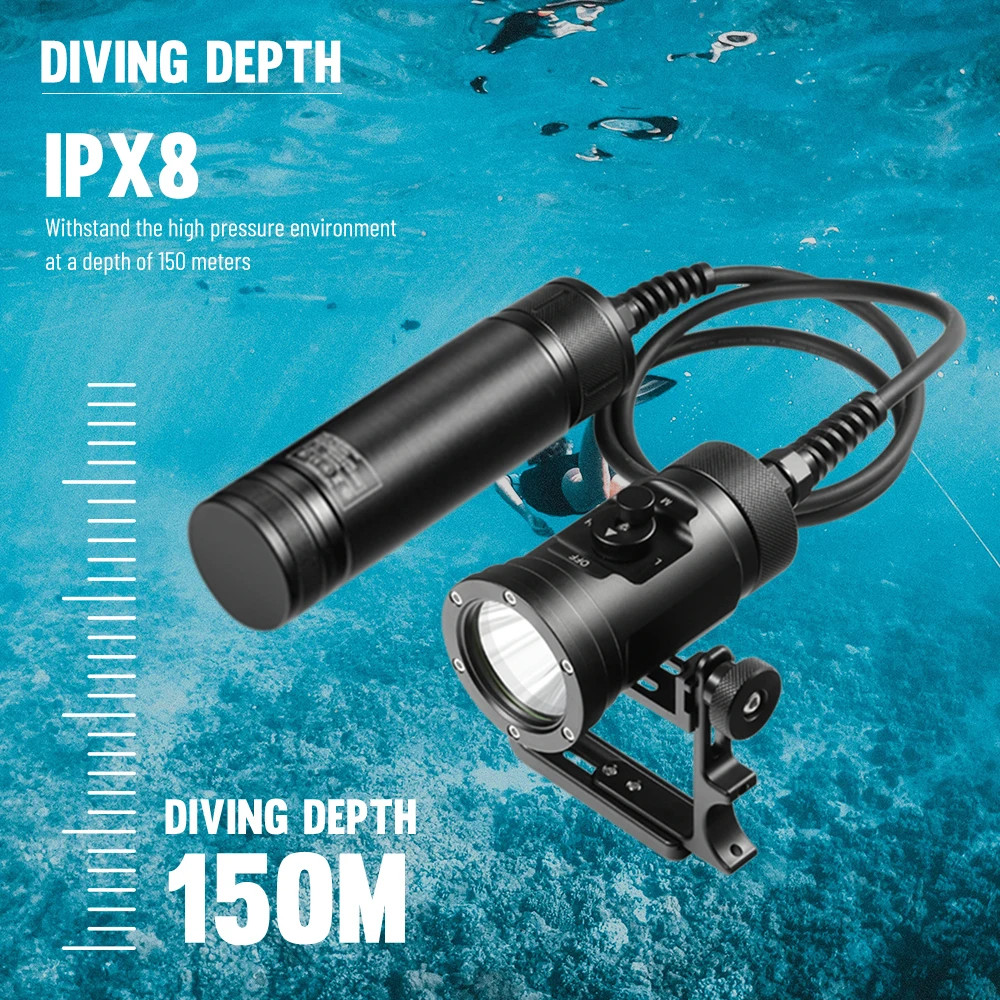 Asafee DT06 150M Underwater 5000LM SBT90 LED Diving Flashlight IPX8 Magnetic Rotary Switch Technical Scuba Diving Lantern