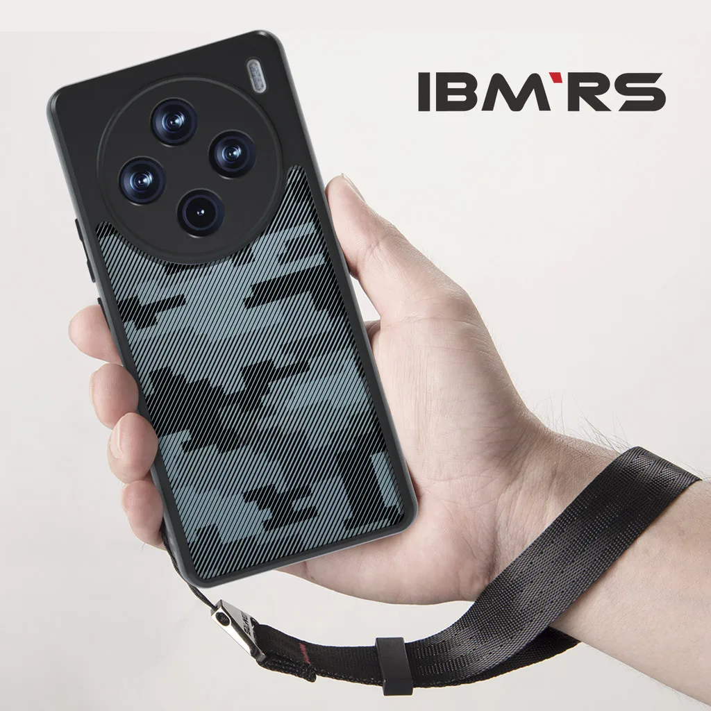 IBMRS for vivo x100 pro/X100s Pro case,Clear Hard Hard Back Shockproof Advanced Camo Protective Cover(Comes with wrist strap)