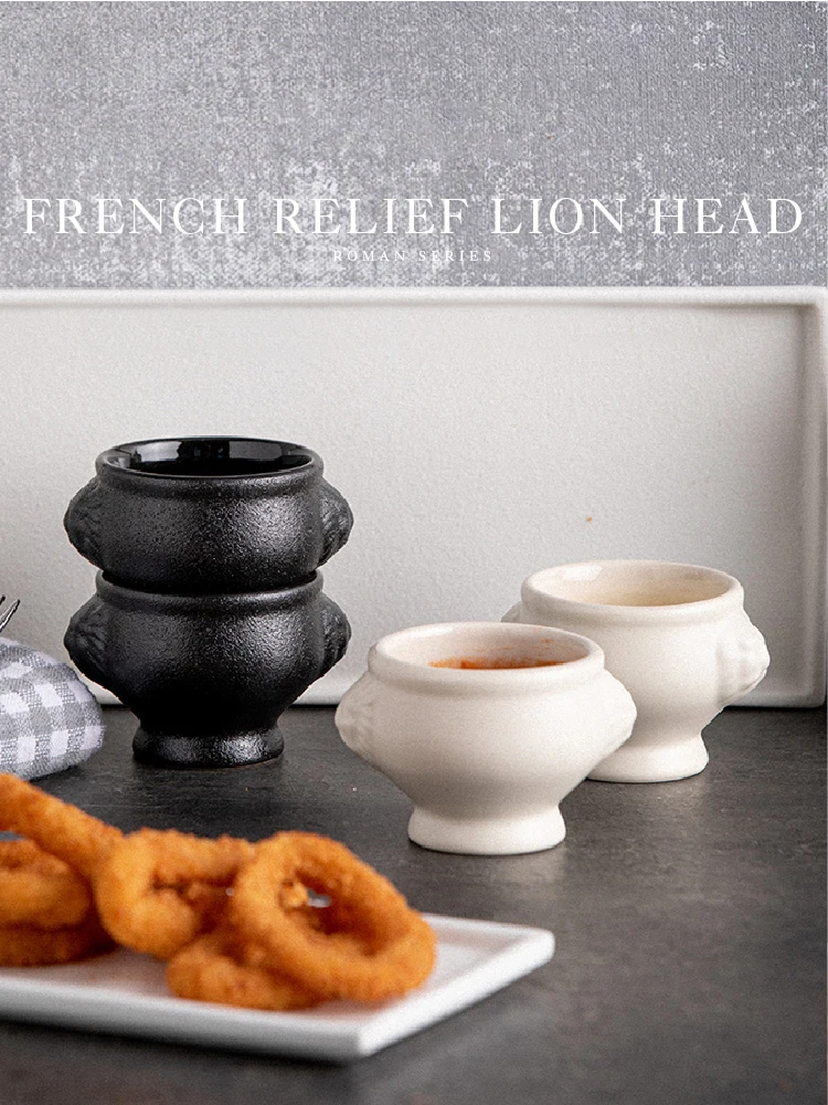 French Lion Head Cup Single Small Stewing Cup Ceramic Soup Cup Flower Gum Tremella Stewing Cup Creative Dessert Bowl