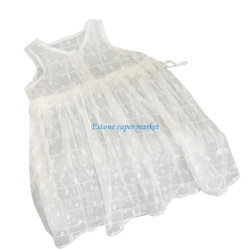 

090B Girls Lace Vest Dress Summer Children Loosely Stacked Outer Sleeveless Dress