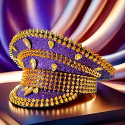 Purple Gold Festival Captain Hat Wedding Handmade Luxury Military Cap Unisex Masquerade Headwear Sergeant Hat Mucis Festival