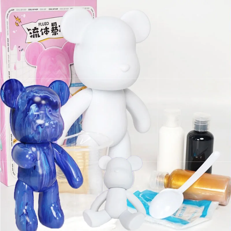 Fluid Violent Bear Set Homemade Bear White Embryo Liquid Paint Creative Handmade Diy Children's Fluid Painting