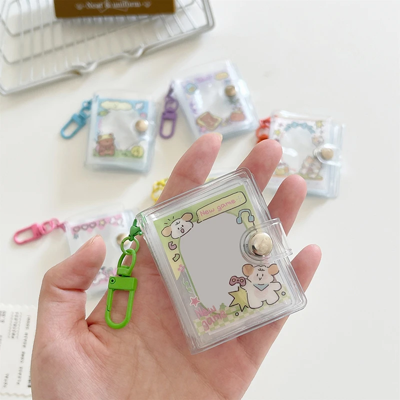 New 1/2-inch Holder Pockets Photo Transparent DIY Mini Photo Album Keychain Portable Certificate Photo Storage Portable Key Ring