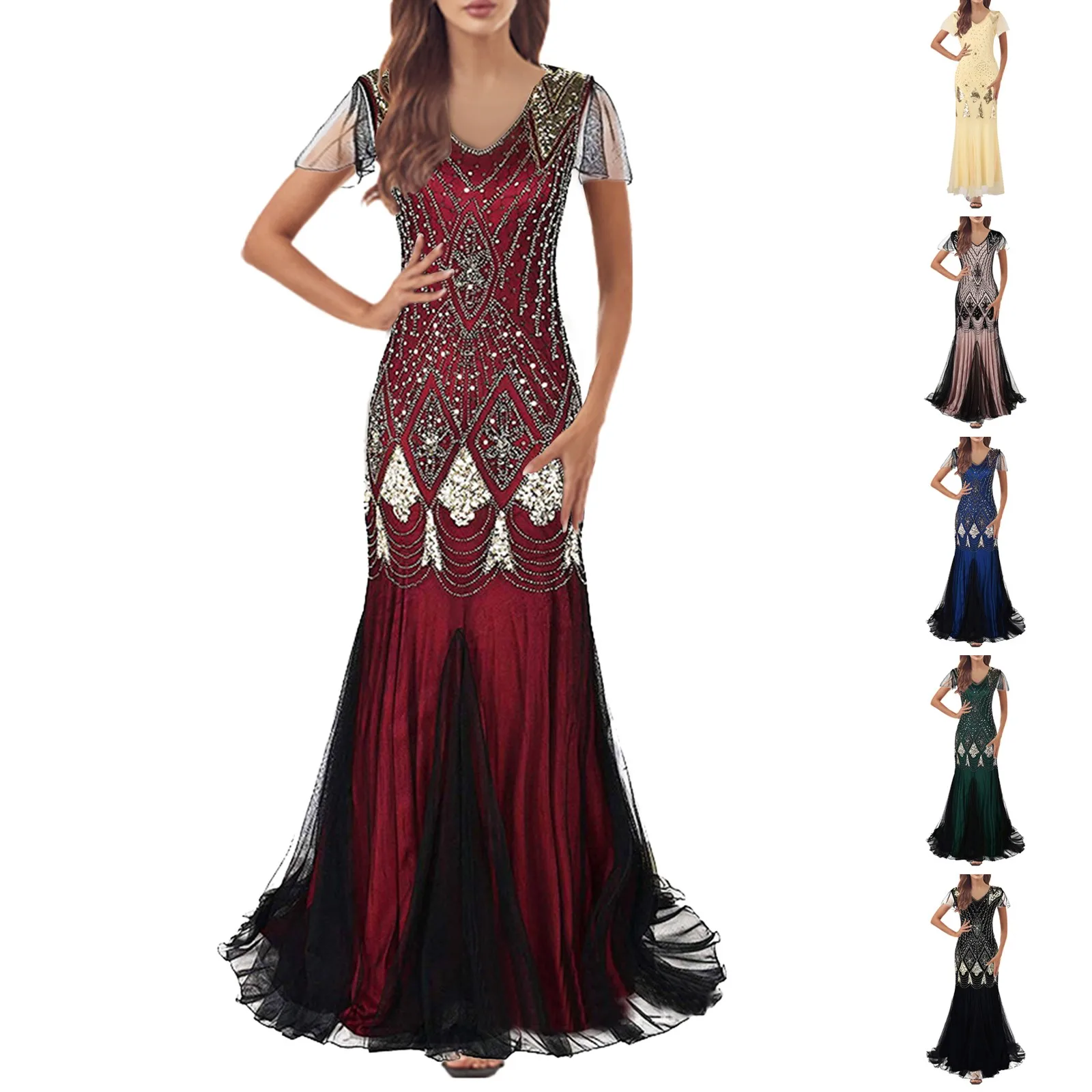 New 1920s Vintage Great Gatsby Party Flapper Dress Sequins Evening Prom Gown Elegant Women Cocktail Party Dresses Vestidos