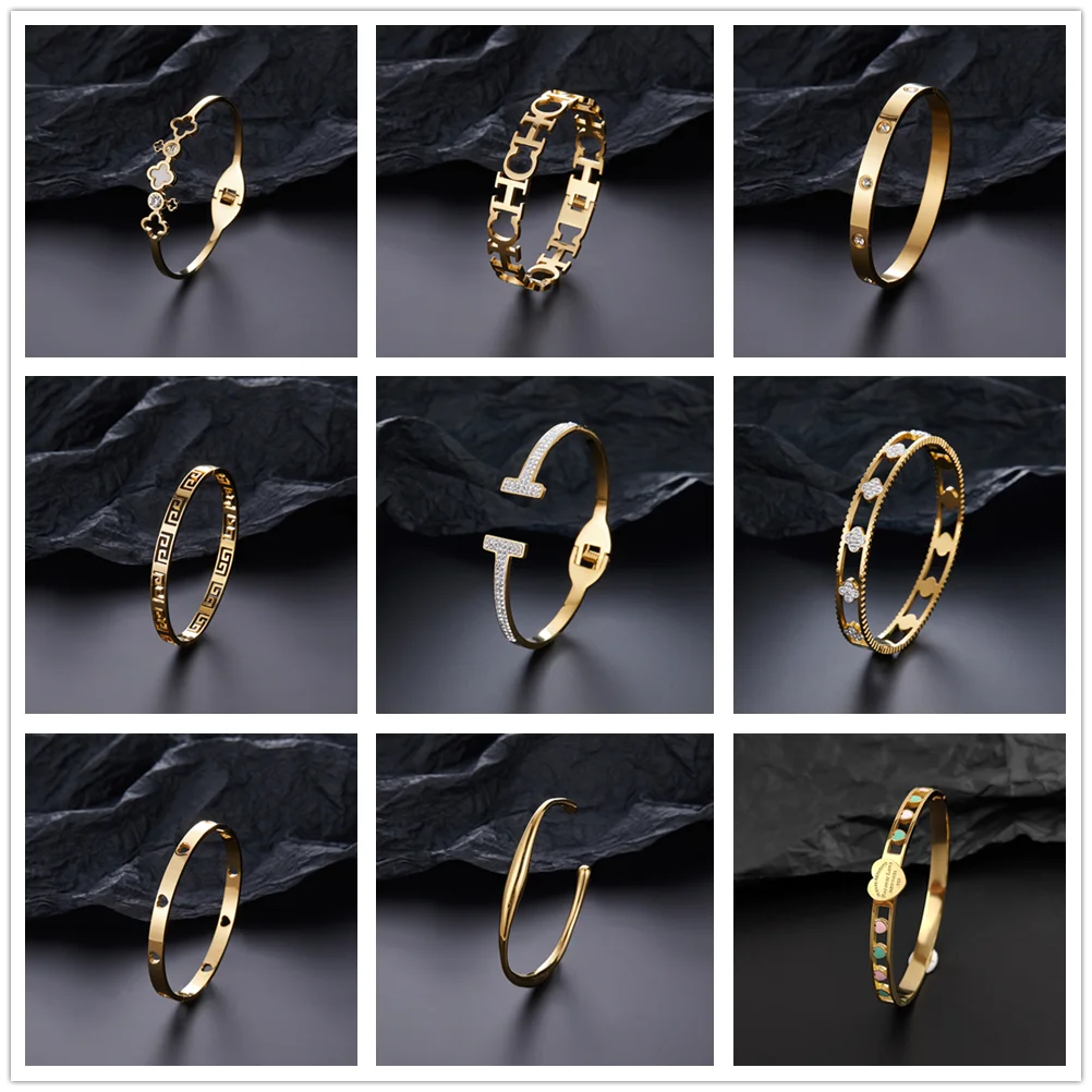 

Fashionable and simple gold-plated bracelets, luxury crystal bracelet for women, high-end metal bracelets, gifts for women