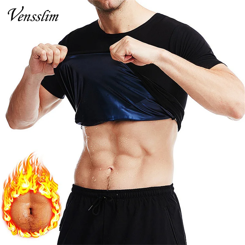 Men Sauna Vest Polymer Sweat Slimming Weight Loss Sauna Suit Tank Top Zipper Body Shaper Shirt Workout Waist Trainer Fat Burning