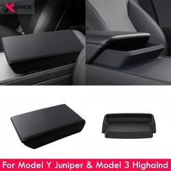PU Armrest Cover Protector For Tesla Model Y Juniper & Model 3 Highland 2025 2026 Silicone Sunglasses Holder Armrest Tray Organi