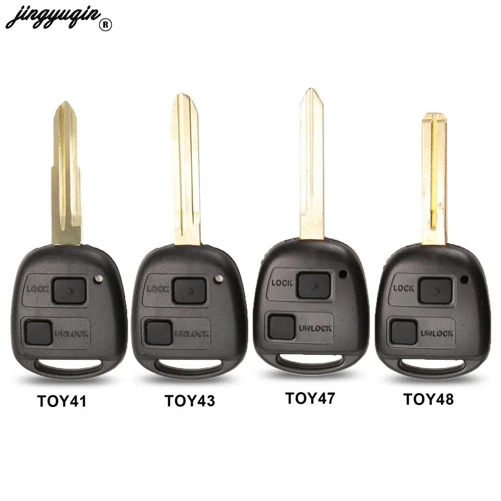 Jingyuqin-Coque de clé à distance à 2 boutons pour Toyota, Camry, Rav4, CorTrustPrado, Yadditif, Tarago, Land Cruiser, VERbucTOY43, TOY47, TOY48