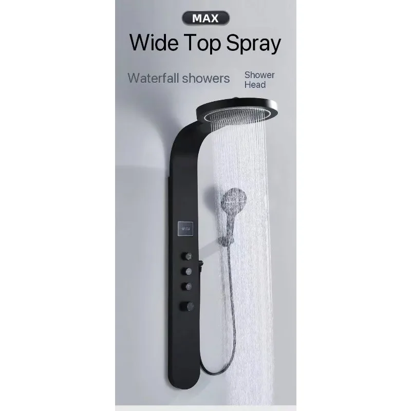 Unidad de ducha de acero inoxidable 304 con tres salidas de color gris Deluxe con pantalla digital de temperatura