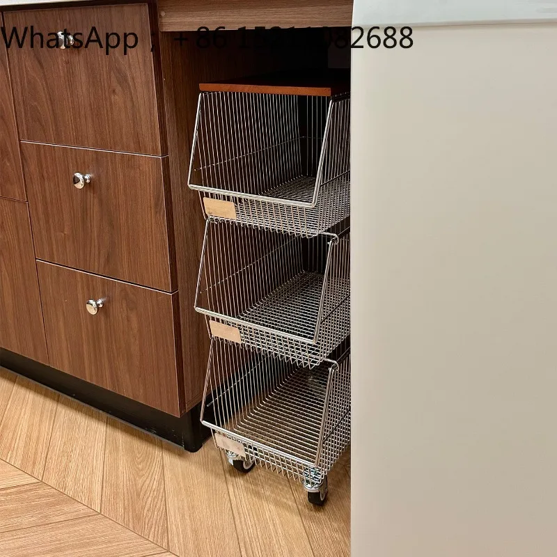 LLY kitchen trolley rack under cabinet vegetable and fruit storage basket built-in mobile vegetable