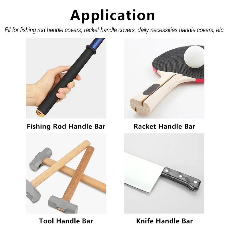1.6m/Piece Non Slip Heat Shrink Tube Solid Black 18/20/22/25/28/30/35/40mm Waterproof Anti-slip Fishing Rod Racket Handle Wrap