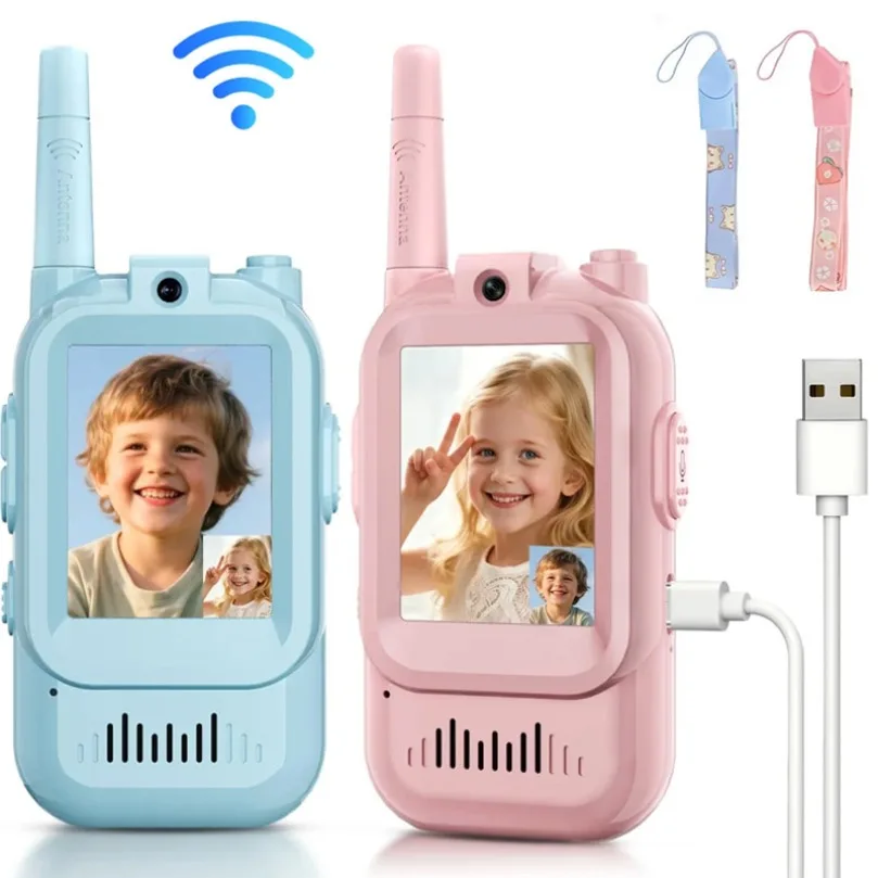 2パック 充電式ビデオトランシーバー 子供用 ハンドヘルドビデオインターホン 屋内屋外おもちゃ 男の子 女の子向け 3～12歳 ギフト