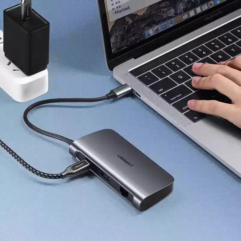 UGREEN 50771 6 in 1 USB C Hub 4K HDMI Gigabit Ethernet 60W PD 3 USB 3.0 Multiport Adapter for MacBook Laptop Tablet. view 4