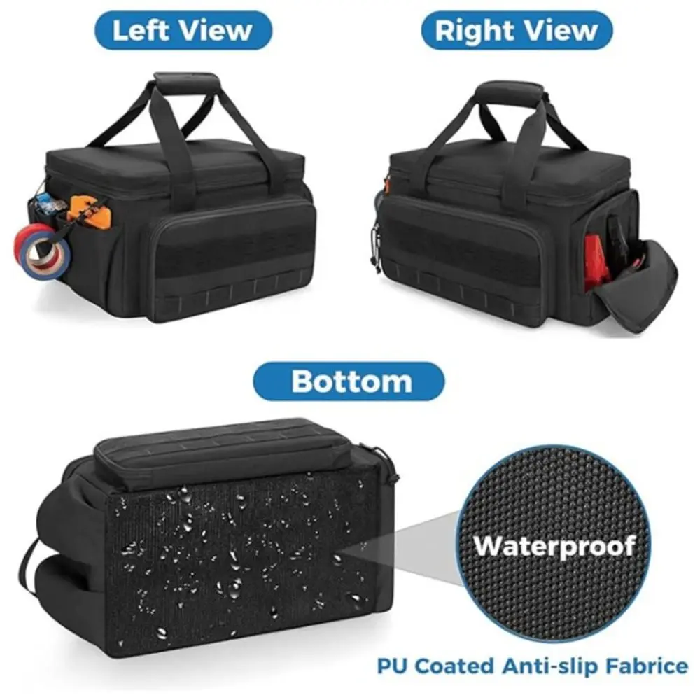 Polyester Tool Storage Bag Large Capacity Multiple Compartments Work Handbag Reinforced Construction Organized Storage