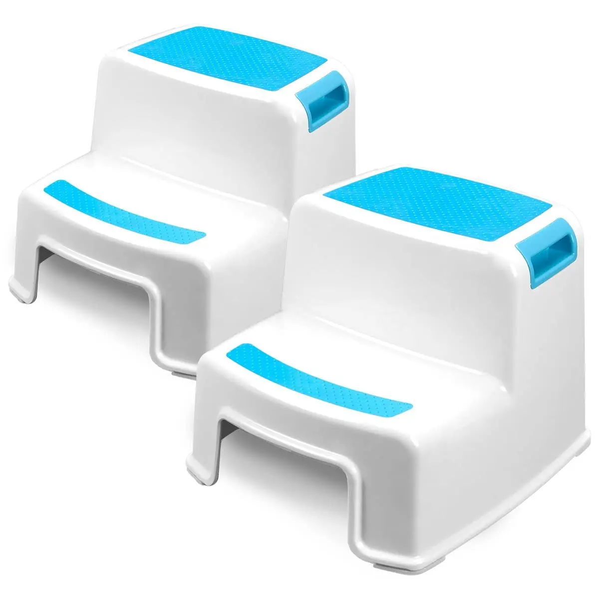 

Two Step Kids Step Stools - 2 Pack, Blue - Child, Toddler Safety Steps For Bathroom, Kitchen And Toilet Potty Training - Non