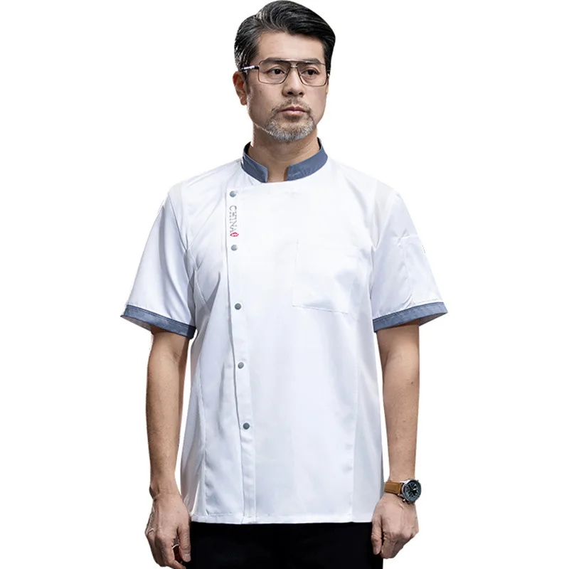 الخبز الشيف ملابس العمل قصيرة الأكمام الصيف رقيقة تنفس المطاعم مطعم كعكة متجر المطبخ مقصف مطعم موحدة
