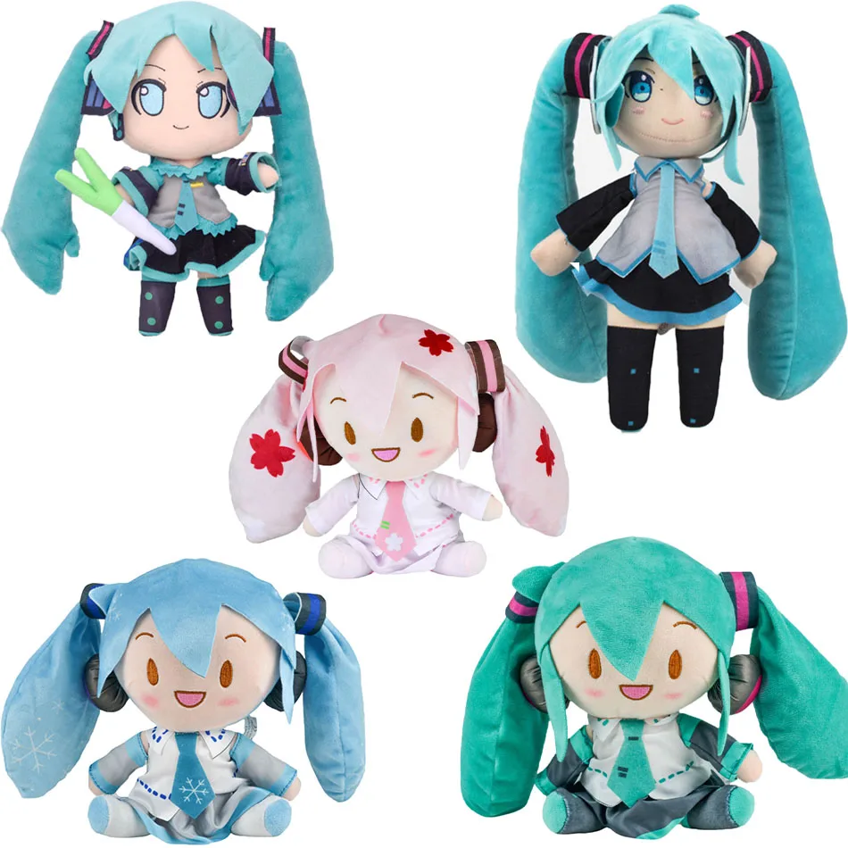 5PCS 20-29cm Hatsune Miku Plush Fuwafuwa Anime Kawaii Cute Cool Toys Dolls Plush Room Car Desk Decoration Birthday Gifts For Fan