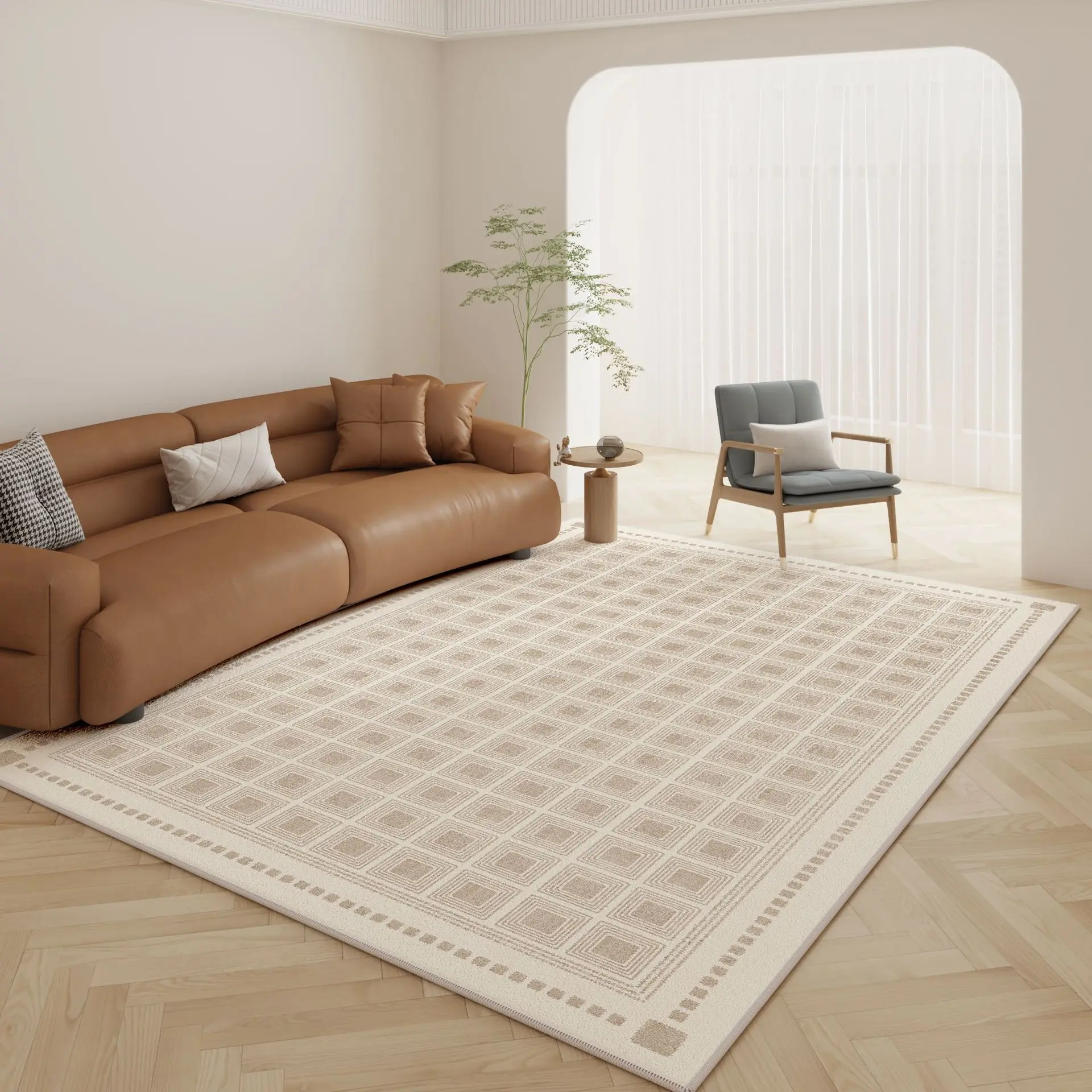

VIKAMA Modern Minimalist Carpet Waterproof and Stain-resistant Bedroom Floor Mat Living Room Carpet Home Decoration