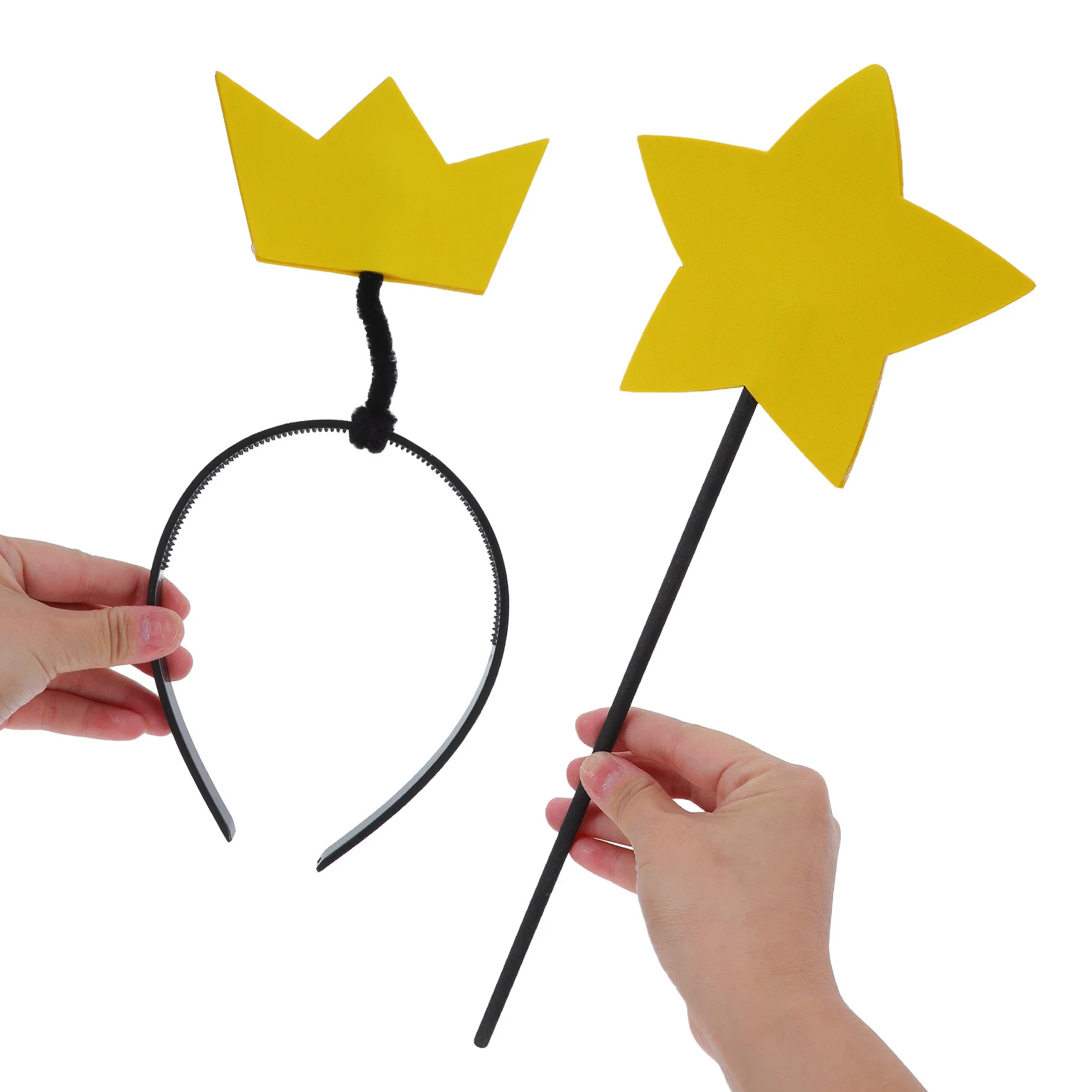 

1 Set Princess Dress Up Wand Crown Headband Star Fairy Wand Plastic Crown For Costume Party Pretend Tea