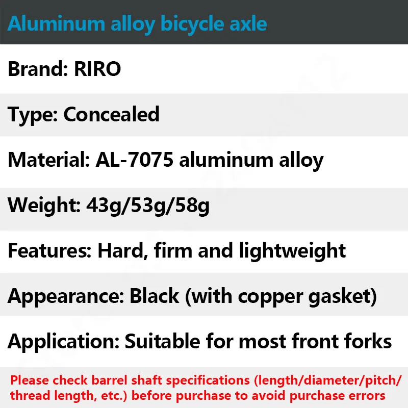 RIRO Bicycle Hidden Quick Release Barrel Shaft Rod 12/15MM Ultralight Aluminum Alloy QR MTB Road Bike Thru Axle Rod Accessories