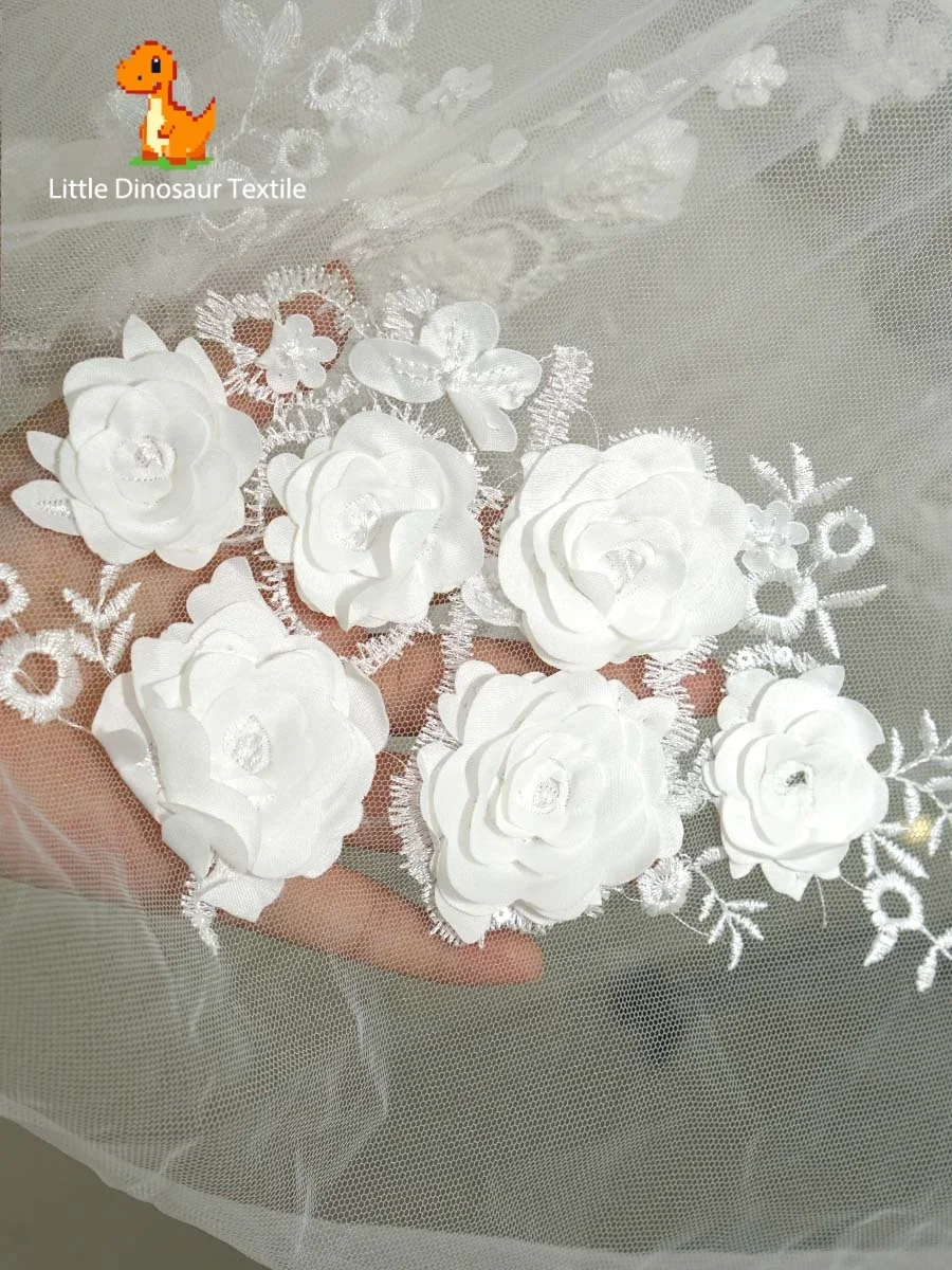 

Glitter Silver Sequins Beaded Mesh Fabric Intricate Embroidery For Bridal Veil Evening Gown High - End Event Textile Supply